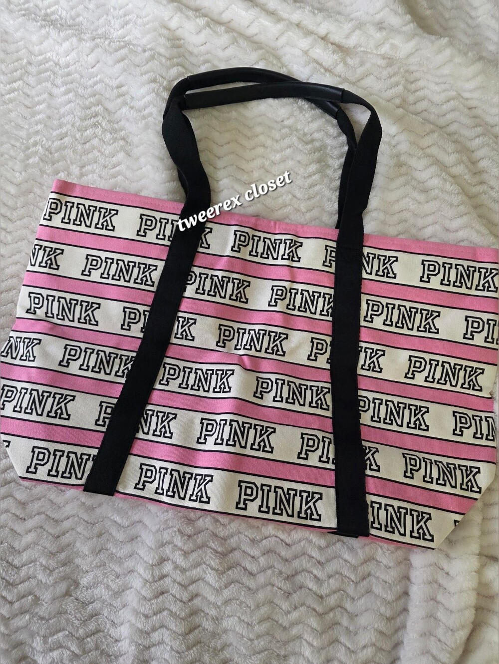 PINK Victoria's Secret Pink & Black Logo Tote Bag
